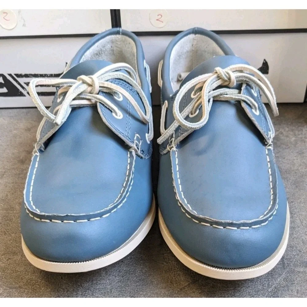READ Canoos Golf Shoes Women's 11 Steele Blue Leather 2.0 Boat Shoe Loafer